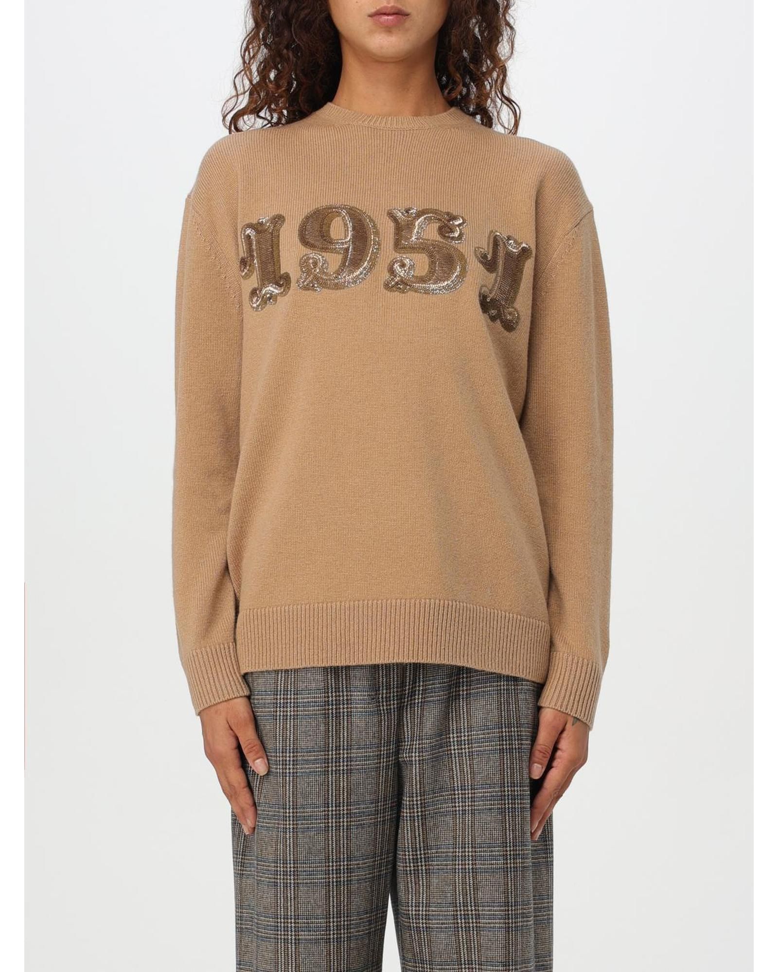 1951 Embroidered Cashmere Sweater- Beige