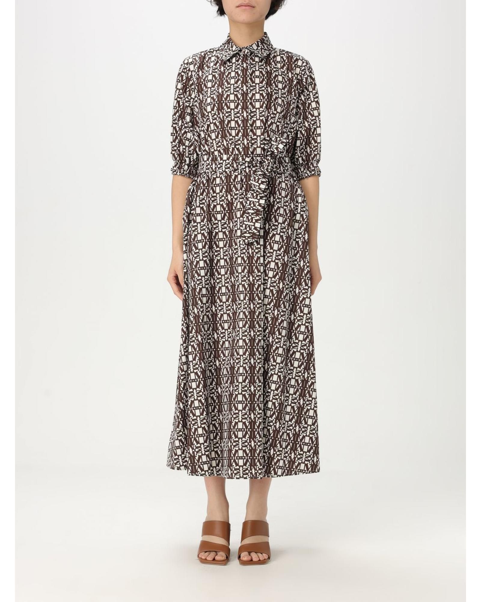 Printed Cotton Midi Dress Wo - White Dresses