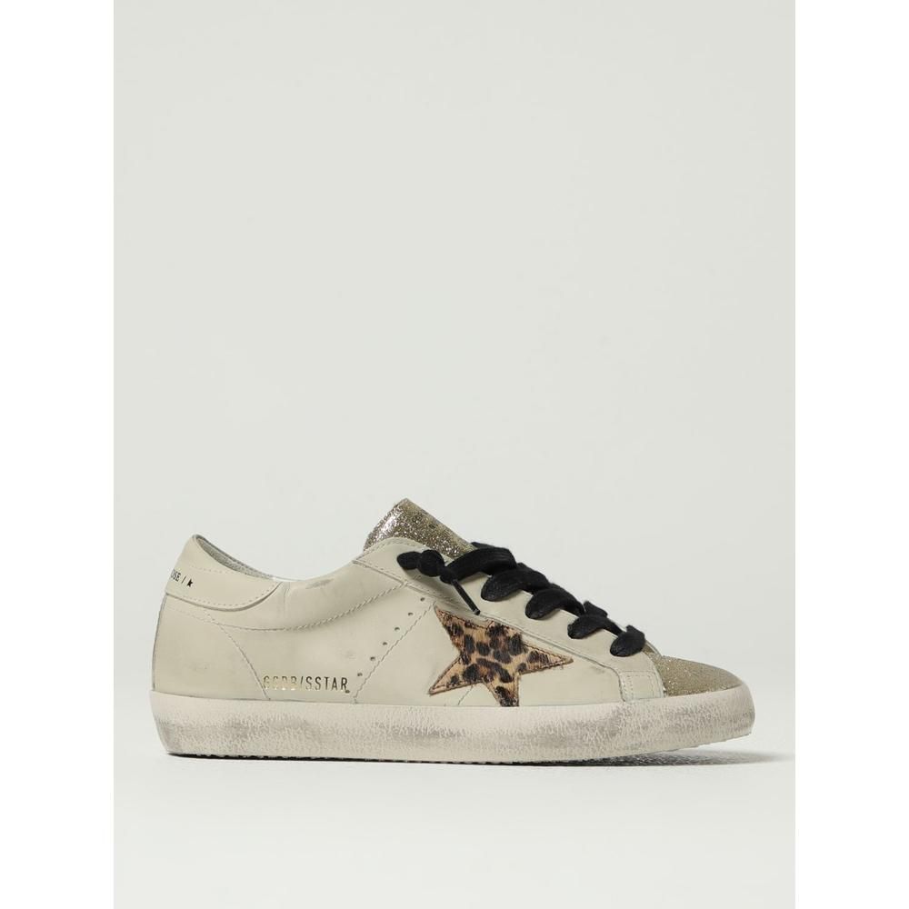 Leather Low-Top Sneakers- Beige