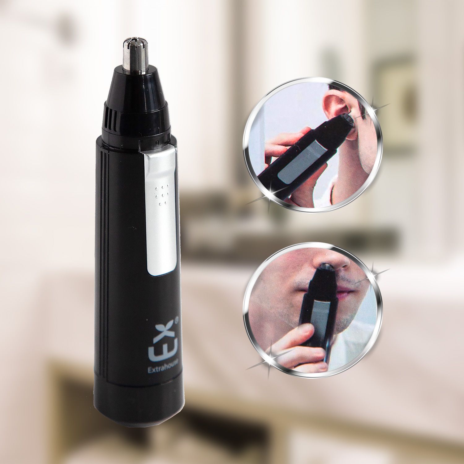 Cordless Nose/ Ear Trimmer, Black, Powered by AA Battery