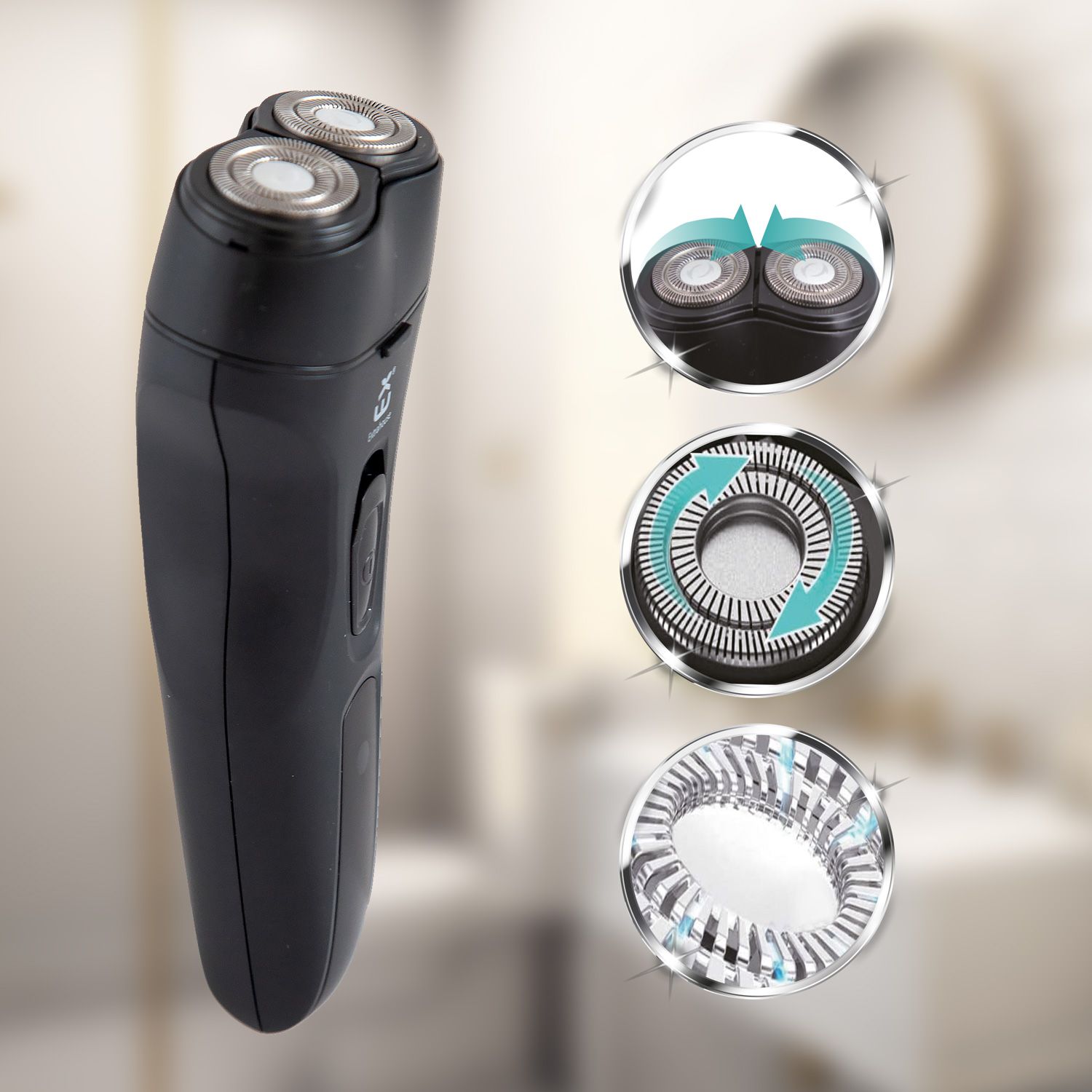 Cordless Professional Shaver, USB Rechargeable, 2 Cutter Head