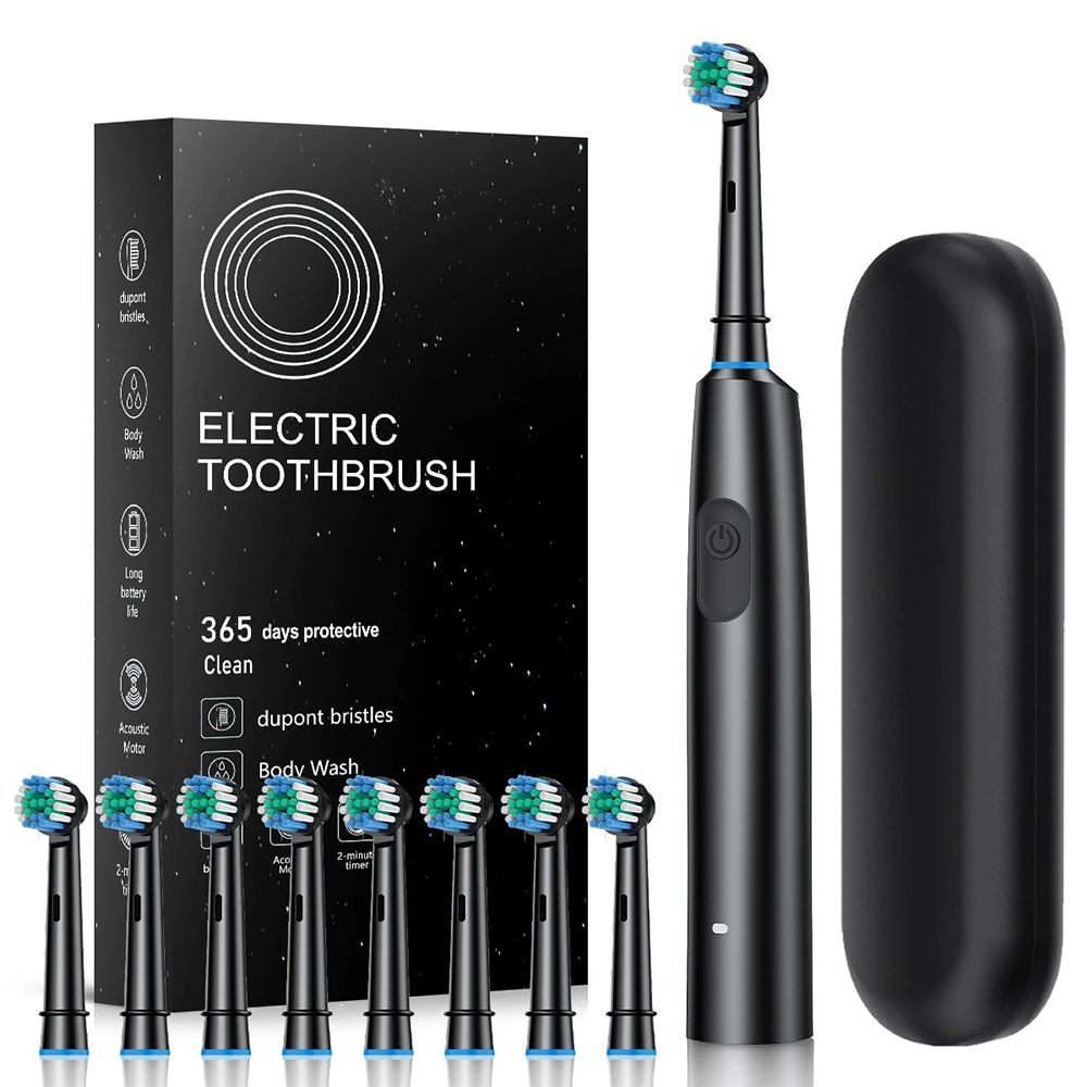 Rotating Electric Toothbrush Rechargeable With 8 Brush Heads