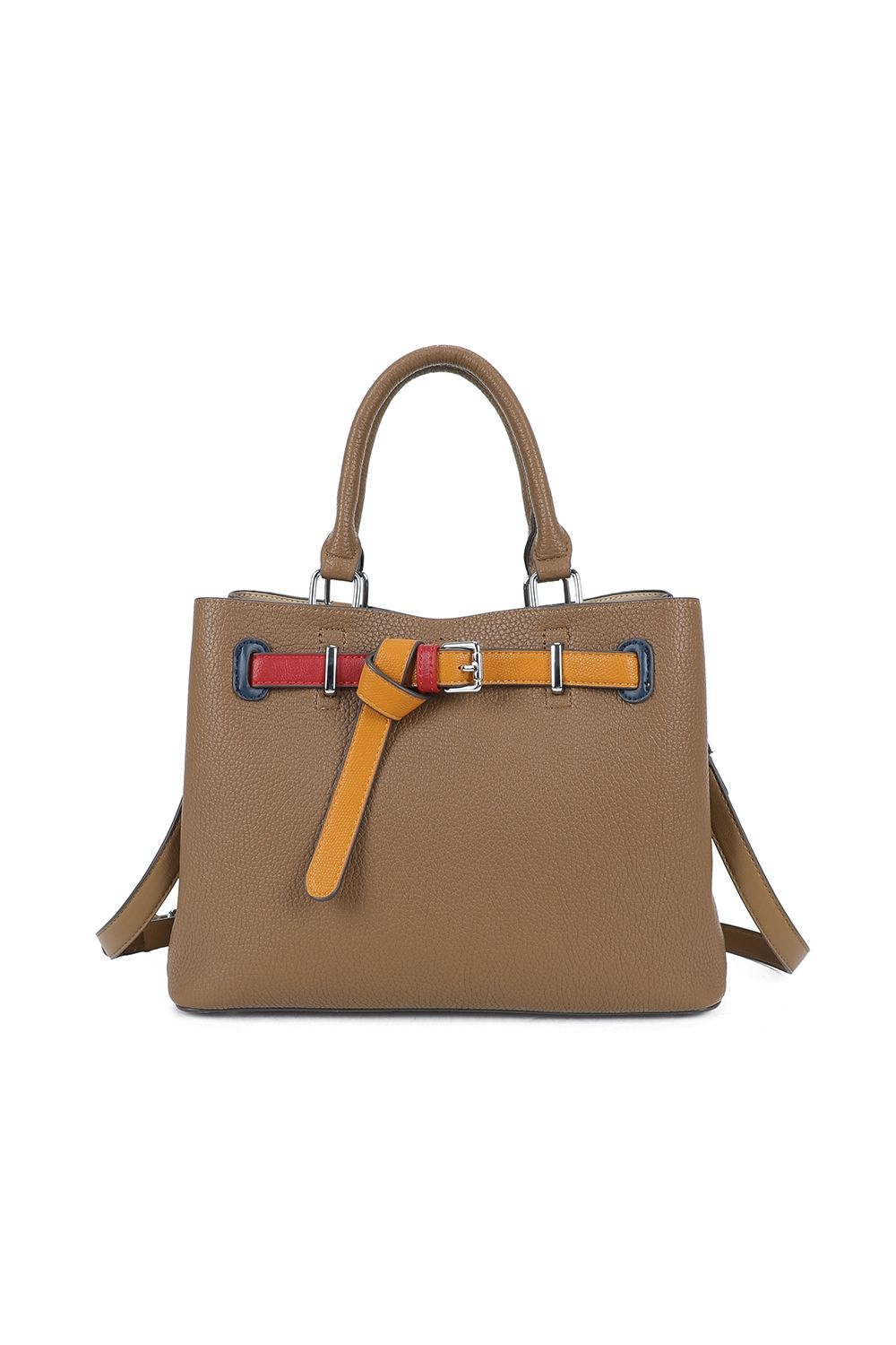 Beltline Muse Triple Compartments PU Leather Top Handle Crossbody Bag