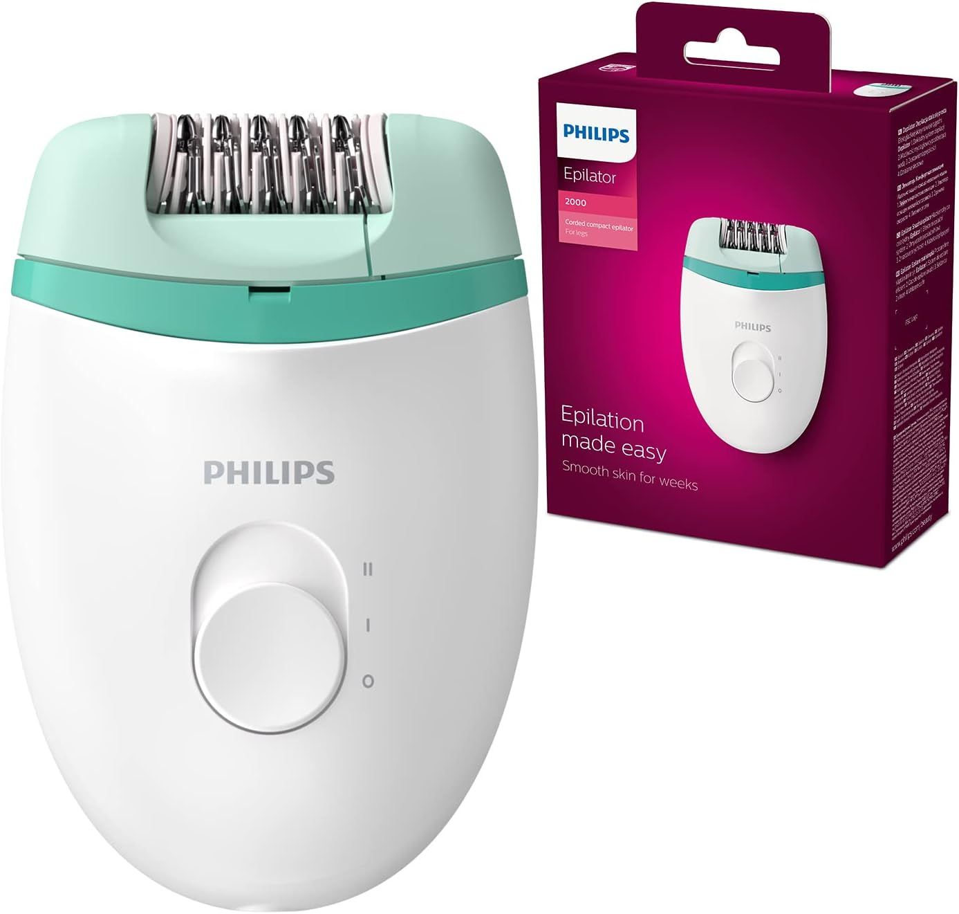 Philips Satinelle Essential Epilator, Corded, Compact Hair Removal - BRE224/00