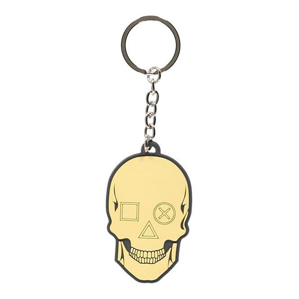 Playstation Biker Skull Rubber Keychain, Unisex, Yellow/Black (KE505417SNY)