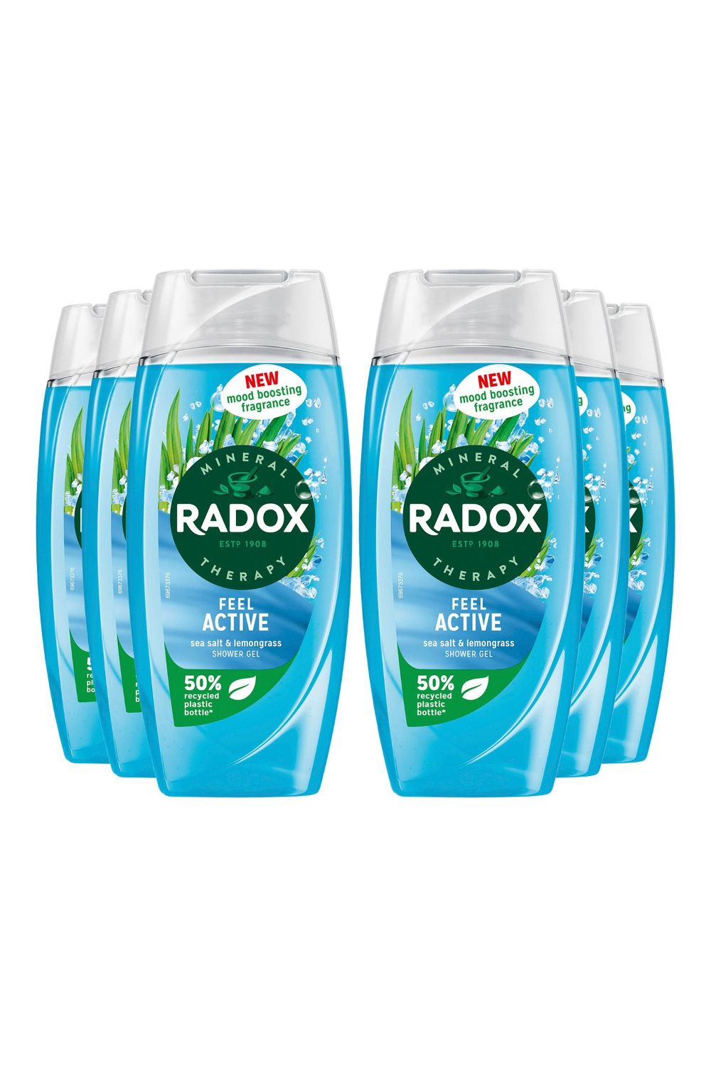 'Shower Gel' Feel Active with Sea Salt & Lemongrass, 6 x 225ml