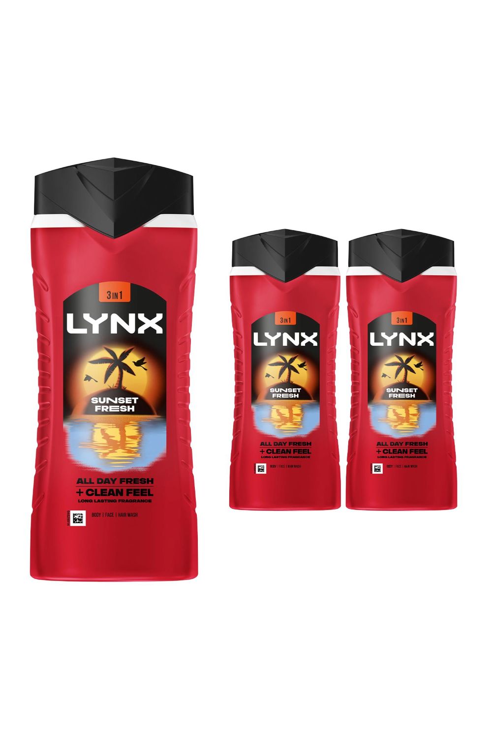 Men Sunset Fresh 3 in 1 'Body Wash' with Lasting Fragrance 500ml, 3pk