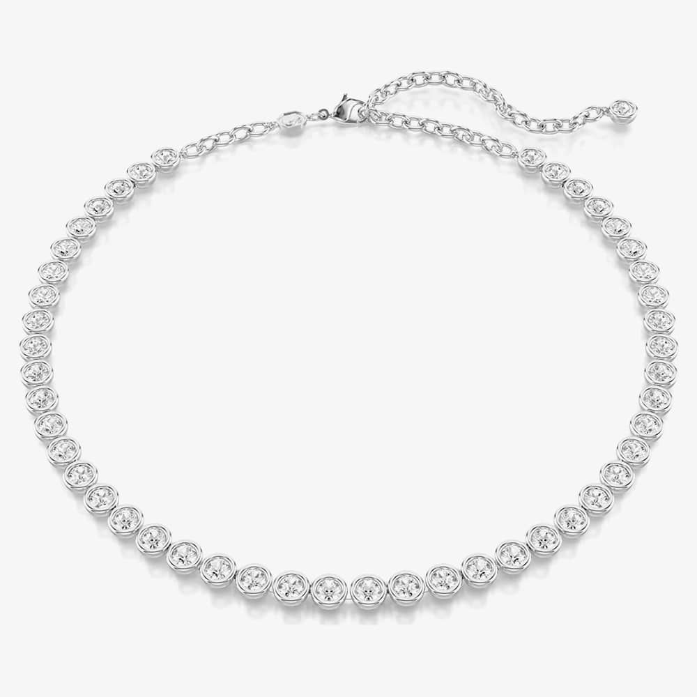 Imber Rhodium Plated Round Cut Crystal Tennis Necklace 5682595