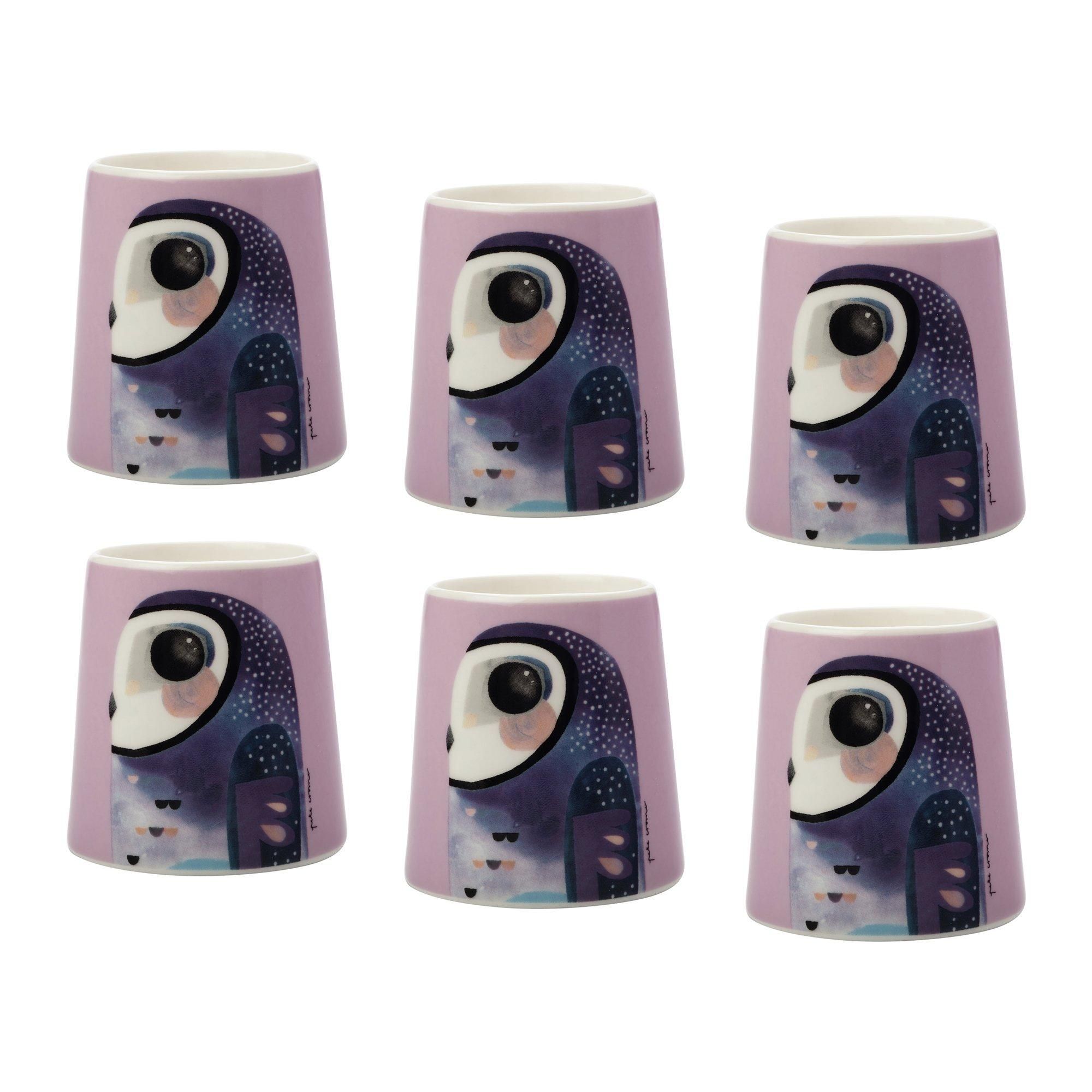 Set of 6 Pete Cromer Owl Egg Cups