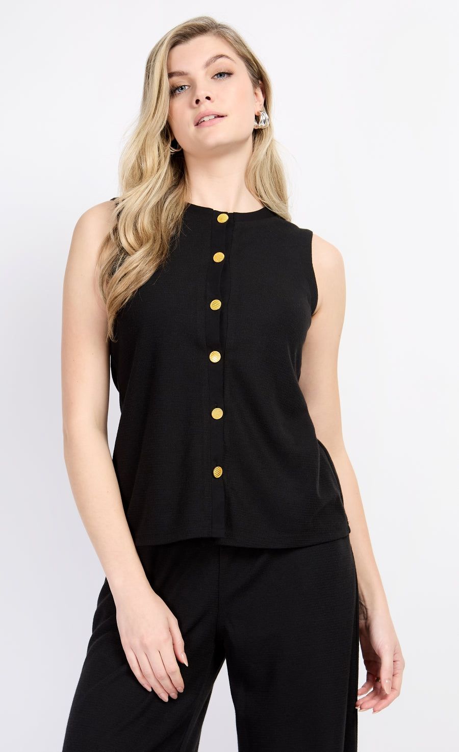 Black Knitted Button Detail Waistcoat