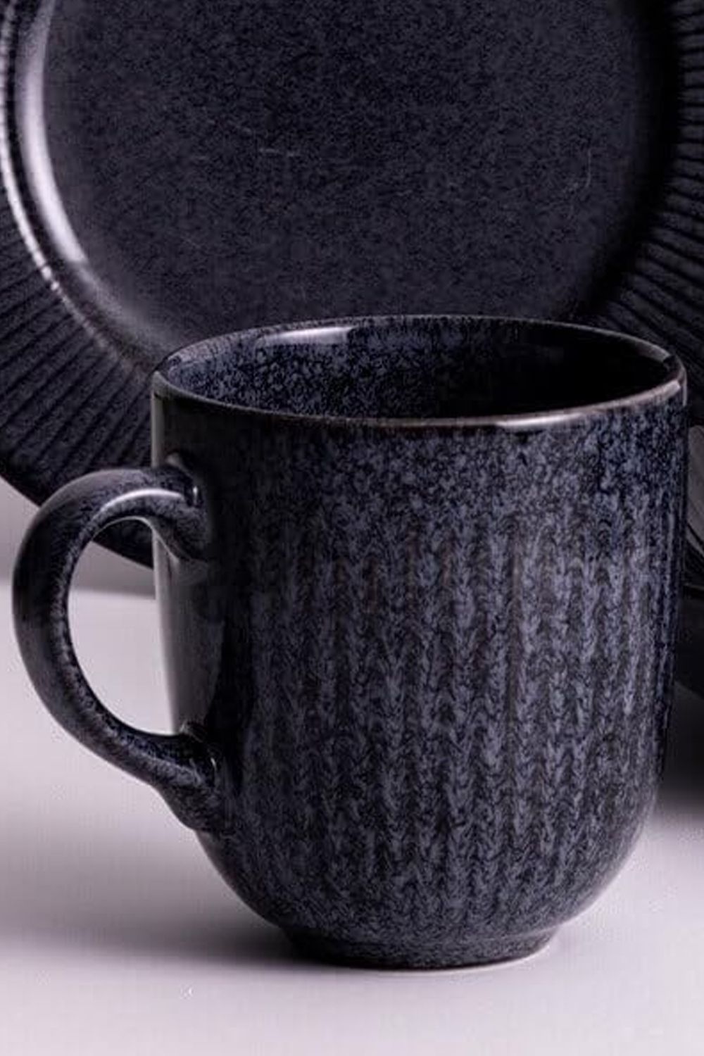Set of 4 Reactive Linear Mug 400ml Black