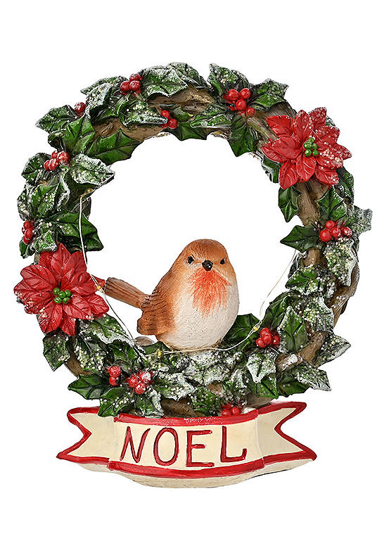 Robin Christmas Wreath Figurine
