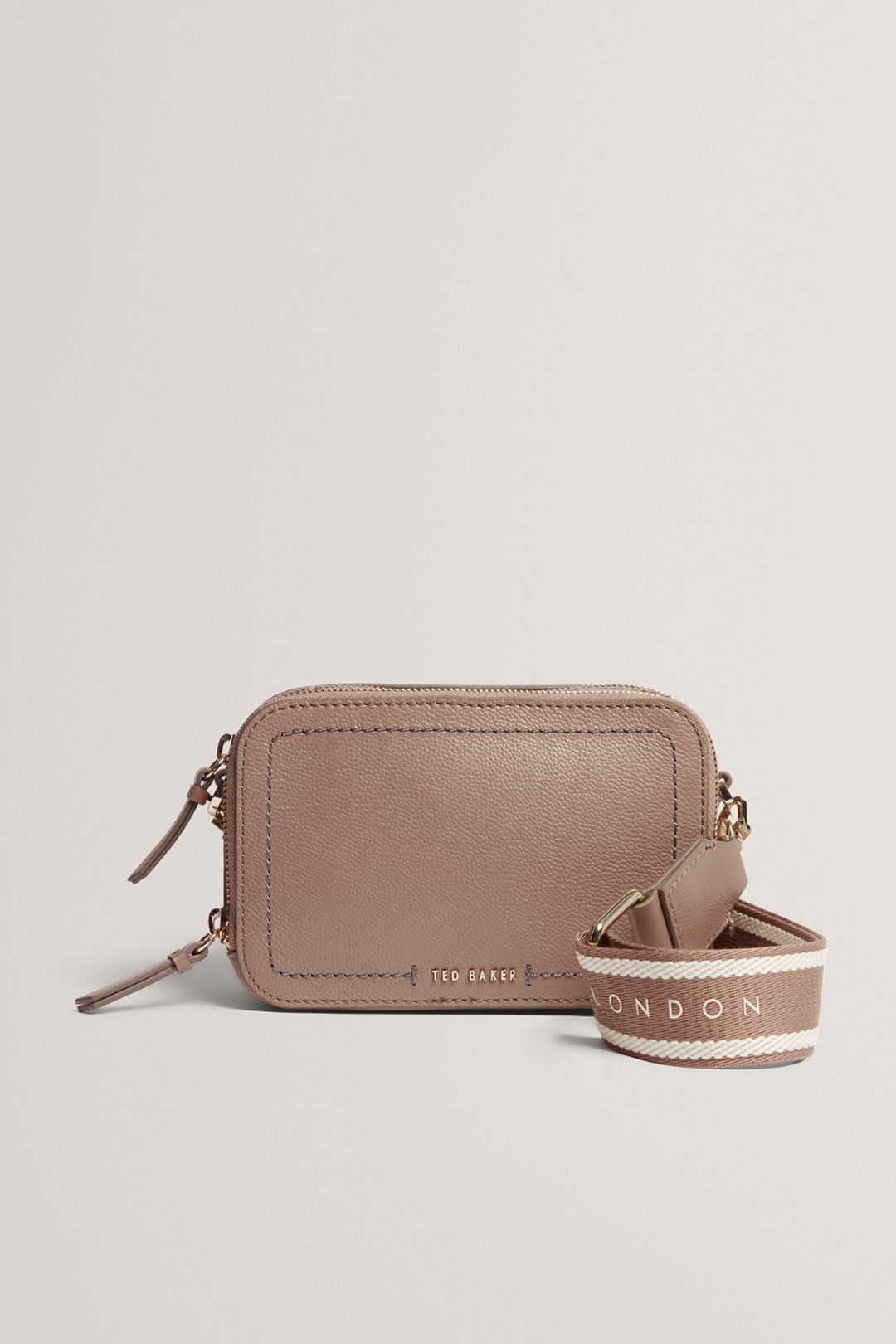 LINZIE Webbing Leather Small Crossbody Camera B Taupe
