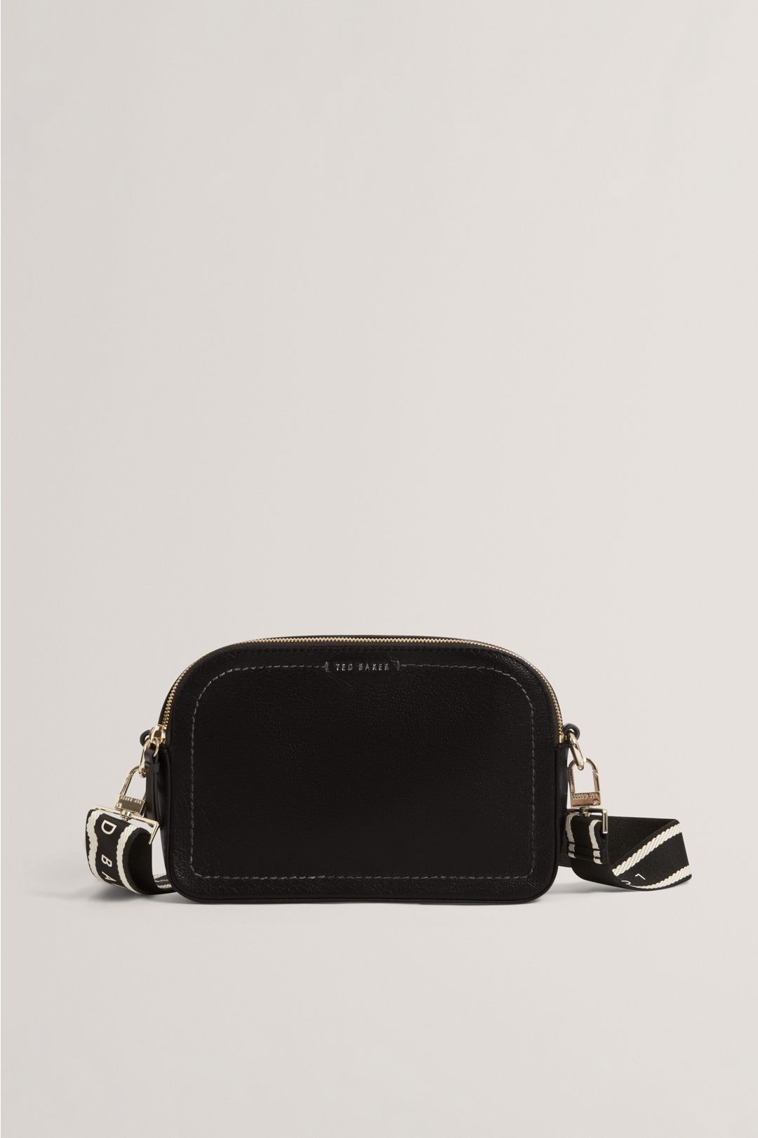 LUCEELE Webbing Leather Crossbody Bag Black