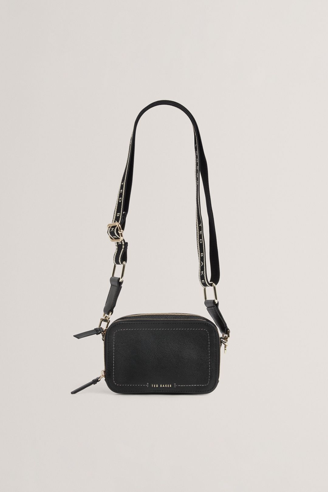 LINZIE Webbing Leather Small Crossbody Camera B Black