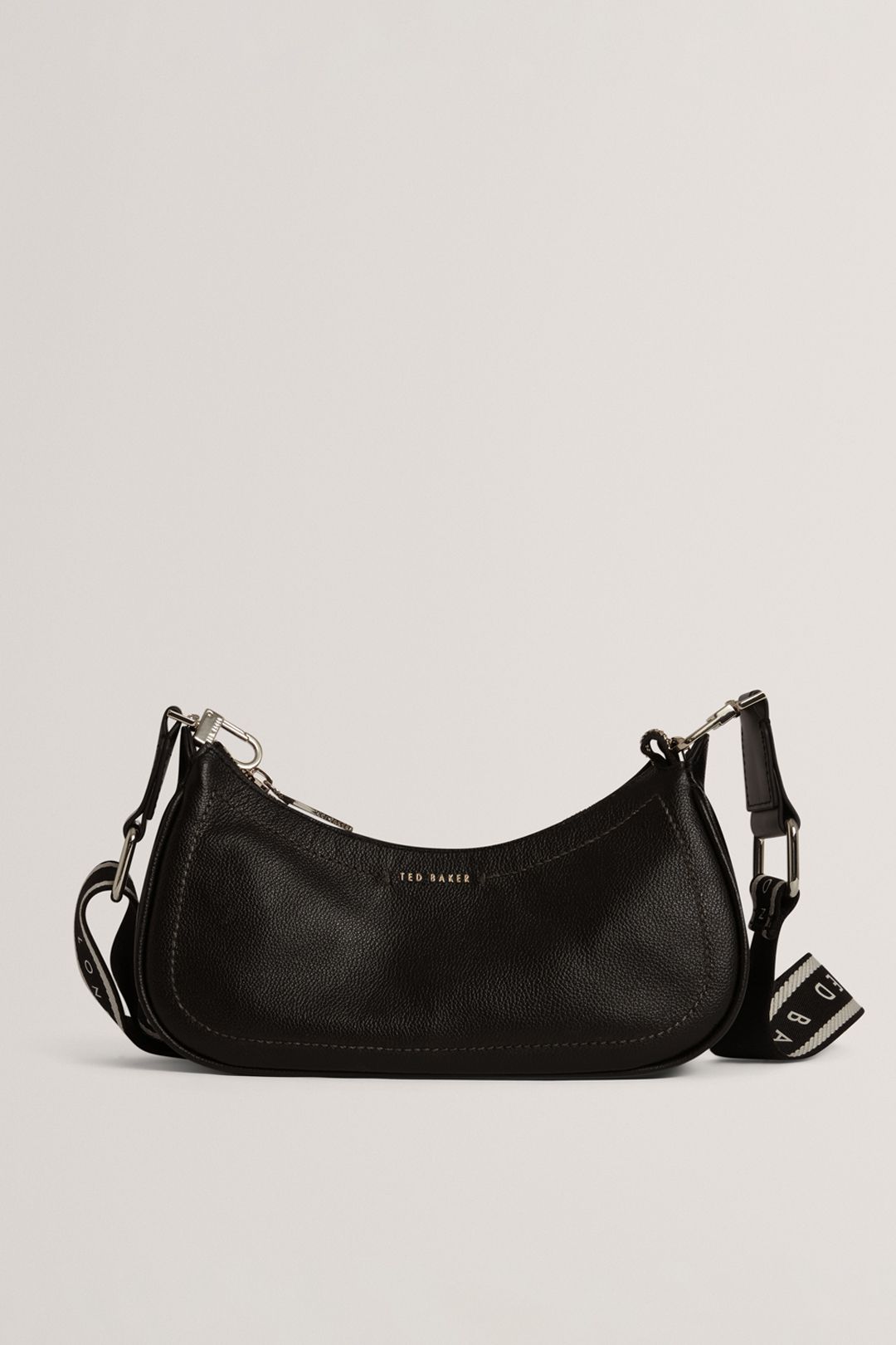 LAARNA Webbing Small Leather Shoulder Bag Black
