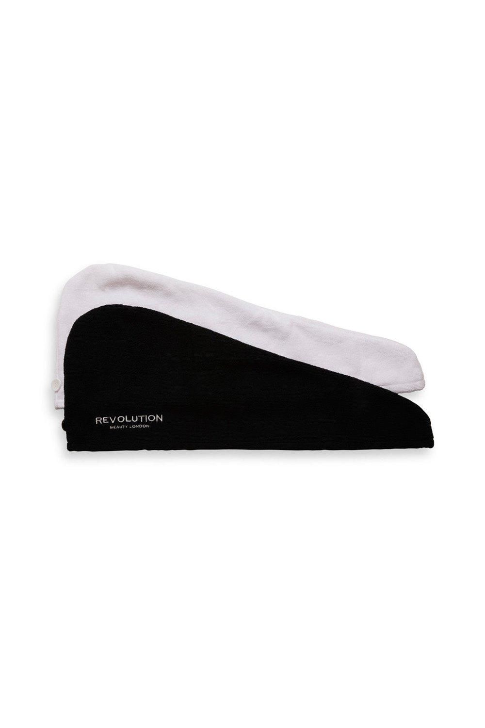 2pk Microfibre Hair Wrap Black/White