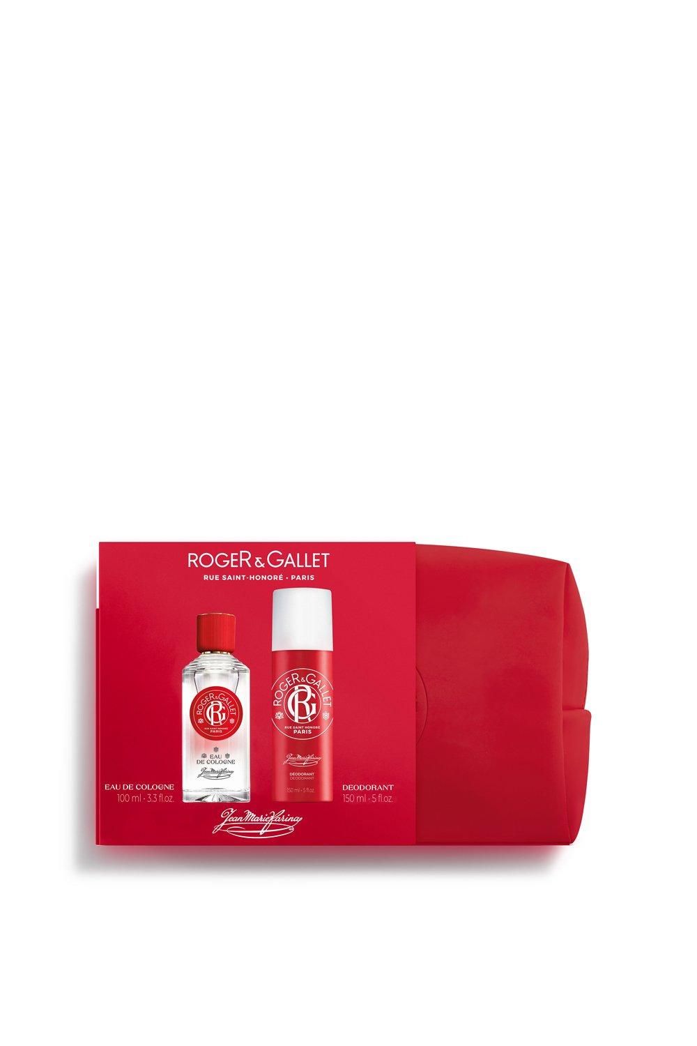 Roger & Gallet Jean Marie Ferina Red Washbag With Eau de Cologne 100ml & Deodorant Spray 150ml