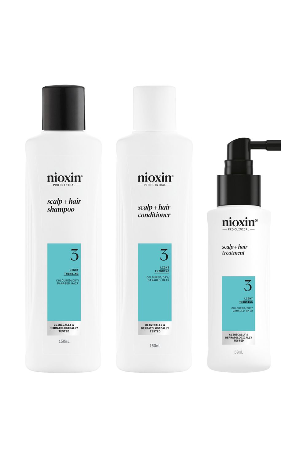 Scalp + Hair Thickening System 3 for Coloured, Dry and Damaged Hair with Light Thinning, Trial Kit