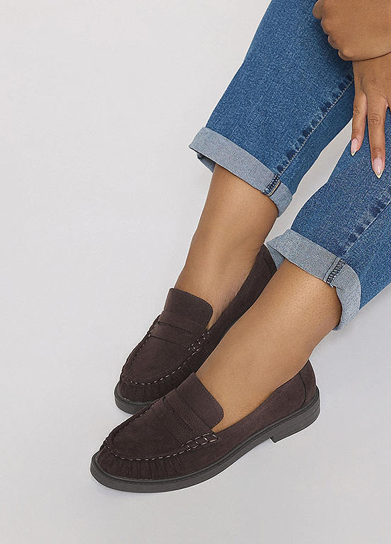 Yours Extra Wide EEE Fit Faux Suede Ruched Front Loafers