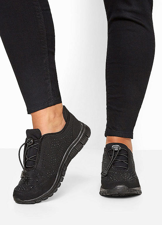 Yours Wide E Fit Embellished Drawcord Trainers