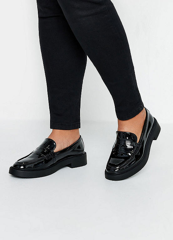 Yours Wide E Fit Patent Chunky Slip-On Loafers